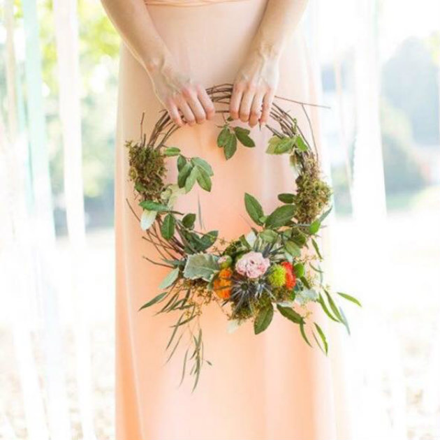 bridesmaid in peach color dress